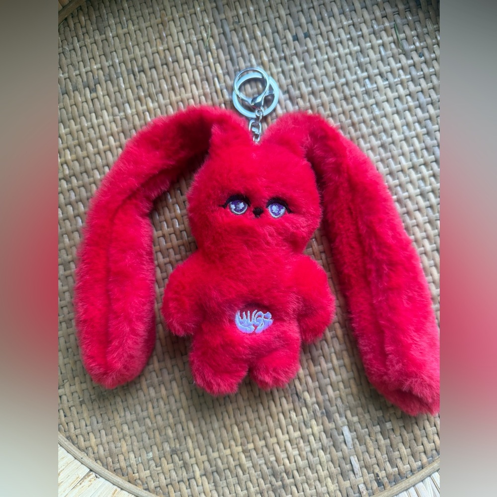 Gidle Yuqi YuQi Plush Red Bunny Keychain KPop Plush Dangler 5” GiGi Rabbit